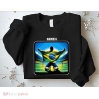 Cool Brazil National Soccer Team With Flag Sweatshirt thumb 2