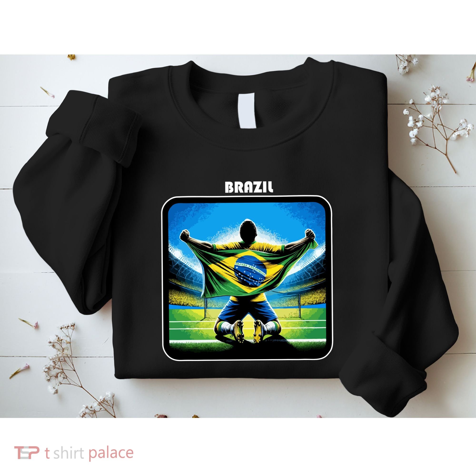Cool Brazil National Soccer Team With Flag Sweatshirt