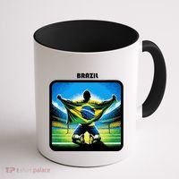 Cool Brazil National Soccer Team With Flag Coffee Mug thumb 1
