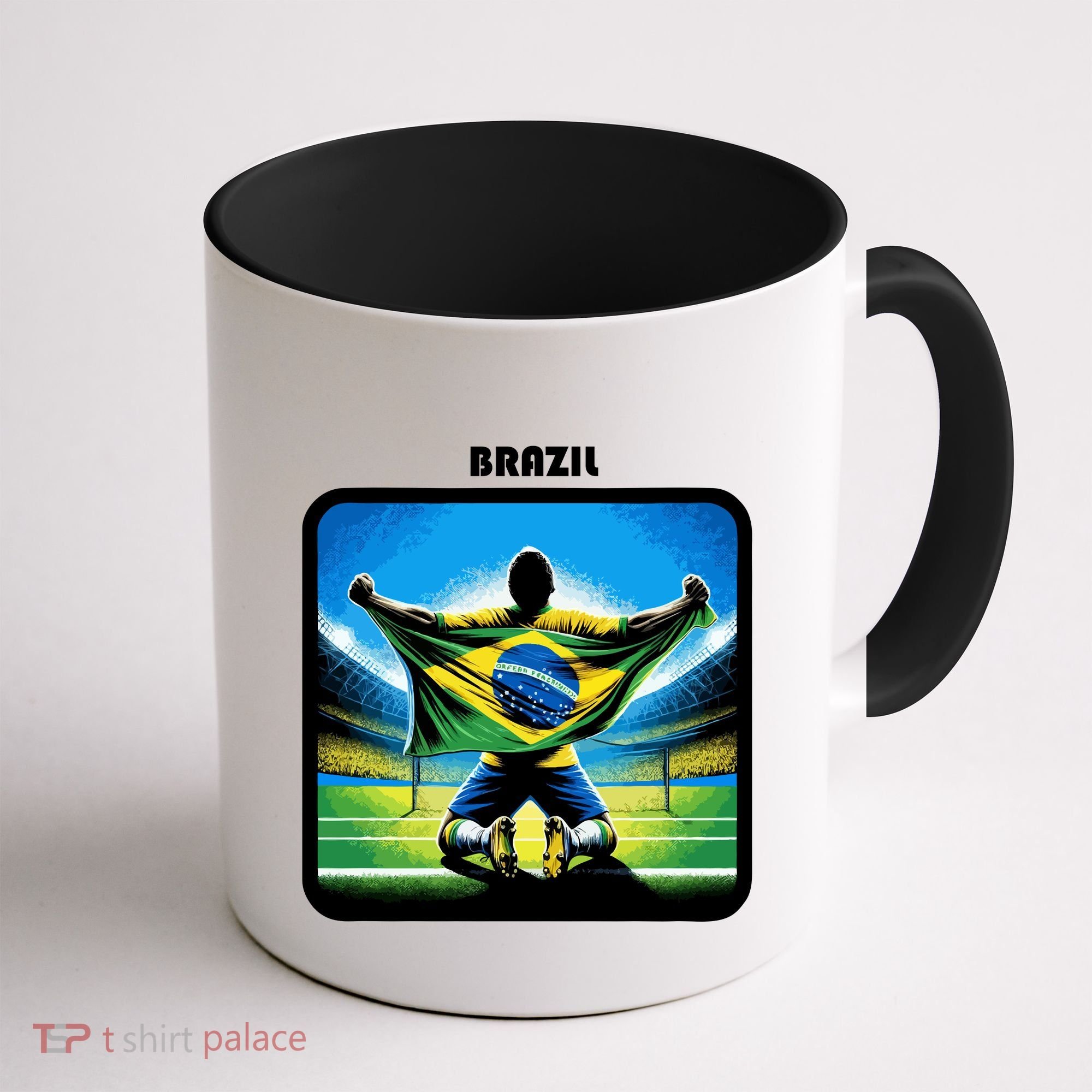 Cool Brazil National Soccer Team With Flag Coffee Mug