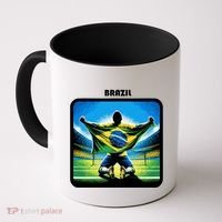 Cool Brazil National Soccer Team With Flag Coffee Mug thumb 0