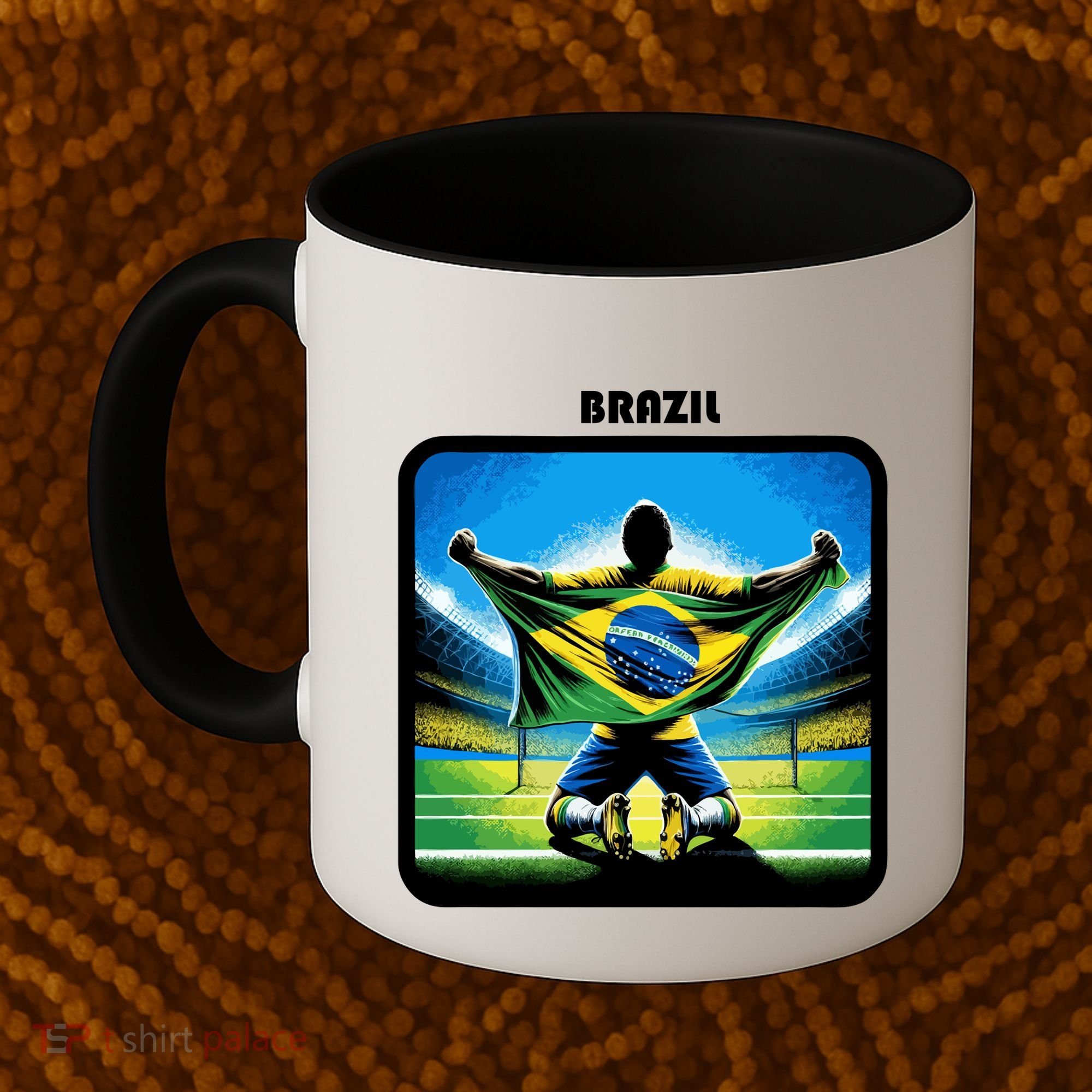 Cool Brazil National Soccer Team With Flag Coffee Mug