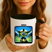 Cool Brazil National Soccer Team With Flag Coffee Mug thumb 3