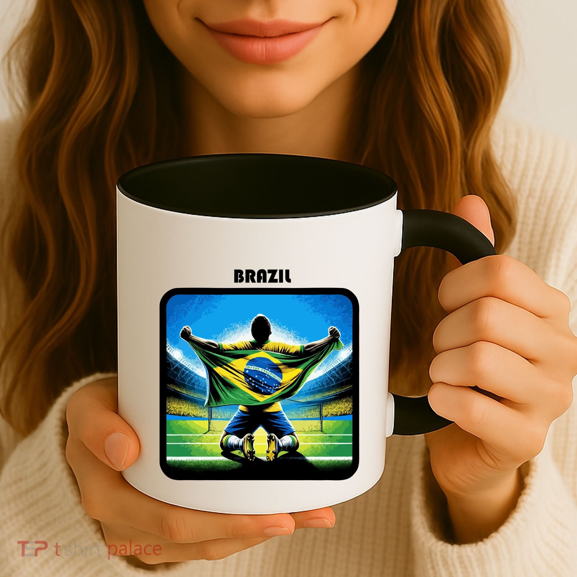 Cool Brazil National Soccer Team With Flag Coffee Mug