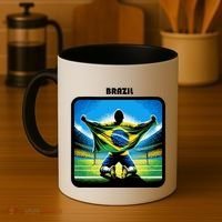 Cool Brazil National Soccer Team With Flag Coffee Mug thumb 4