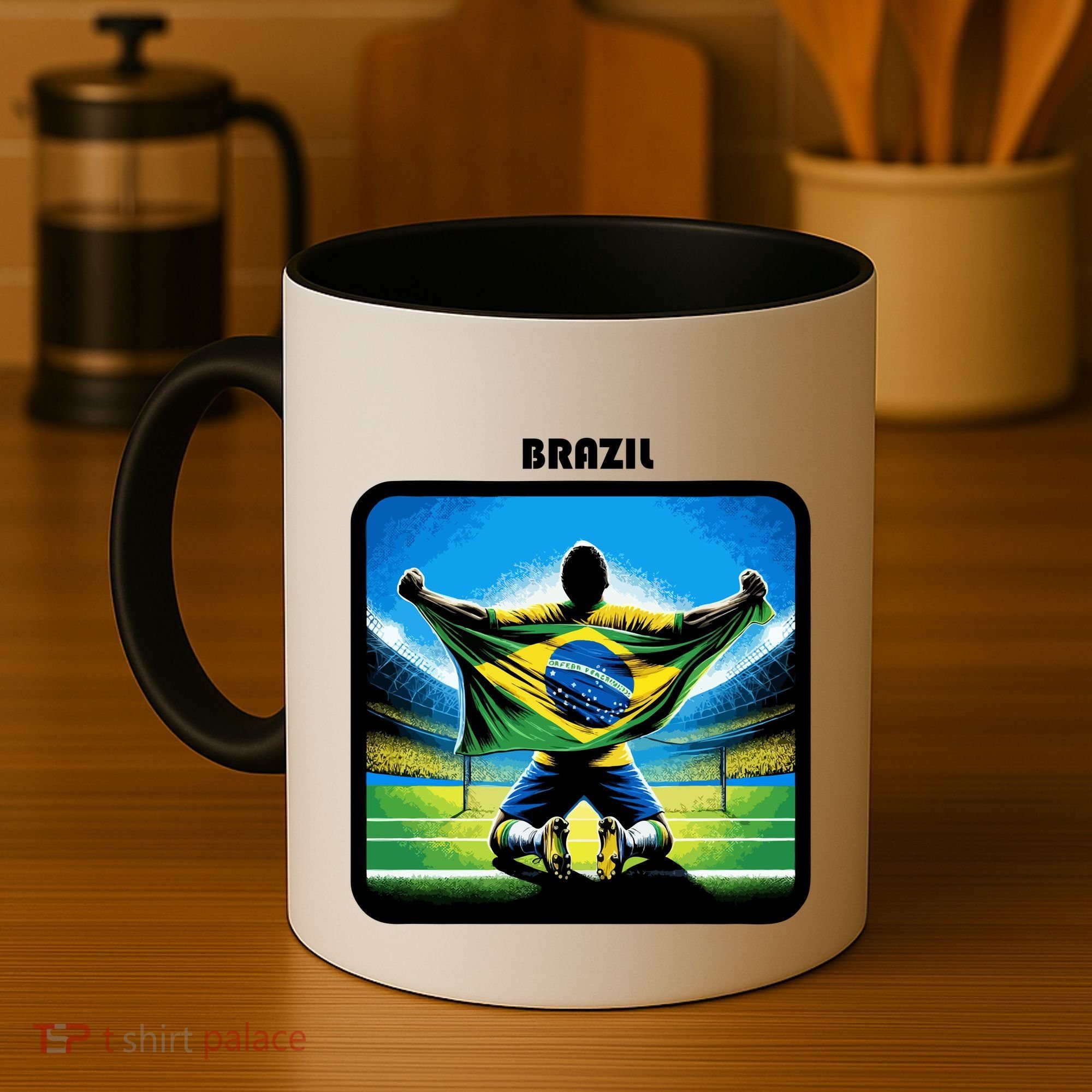 Cool Brazil National Soccer Team With Flag Coffee Mug