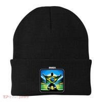 Cool Brazil National Soccer Team With Flag Beanie thumb 0