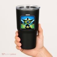Cool Brazil National Soccer Team With Flag Tumbler thumb 2