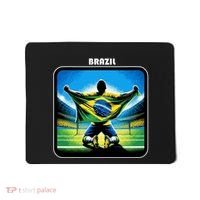 Cool Brazil National Soccer Team With Flag Mousepad thumb 0