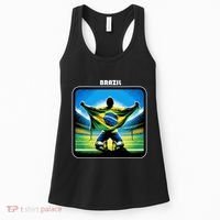 Cool Brazil National Soccer Team With Flag Women's Tank Top thumb 0