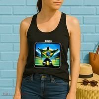 Cool Brazil National Soccer Team With Flag Women's Tank Top thumb 2