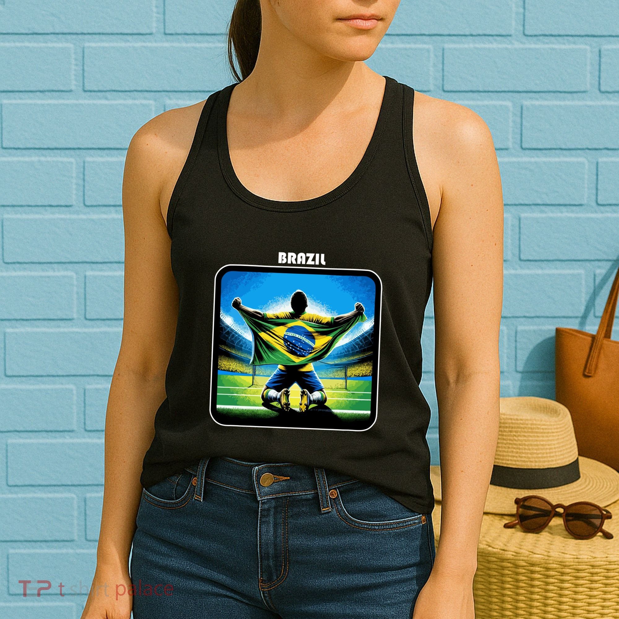 Cool Brazil National Soccer Team With Flag Women's Tank Top