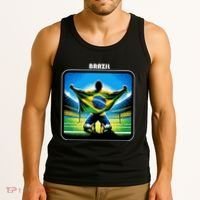 Cool Brazil National Soccer Team With Flag Tank Top thumb 3