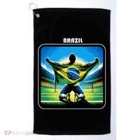 Cool Brazil National Soccer Team With Flag Golf Towel thumb 0