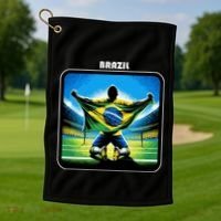 Cool Brazil National Soccer Team With Flag Golf Towel thumb 1