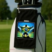 Cool Brazil National Soccer Team With Flag Golf Towel thumb 2
