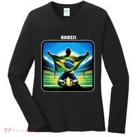 Cool Brazil National Soccer Team With Flag Women's Long Sleeve Shirt thumb 0