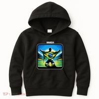 Cool Brazil National Soccer Team With Flag Kids Hoodie thumb 0