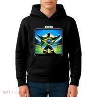 Cool Brazil National Soccer Team With Flag Kids Hoodie thumb 4
