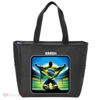 Cool Brazil National Soccer Team With Flag Tote Bag thumb 0
