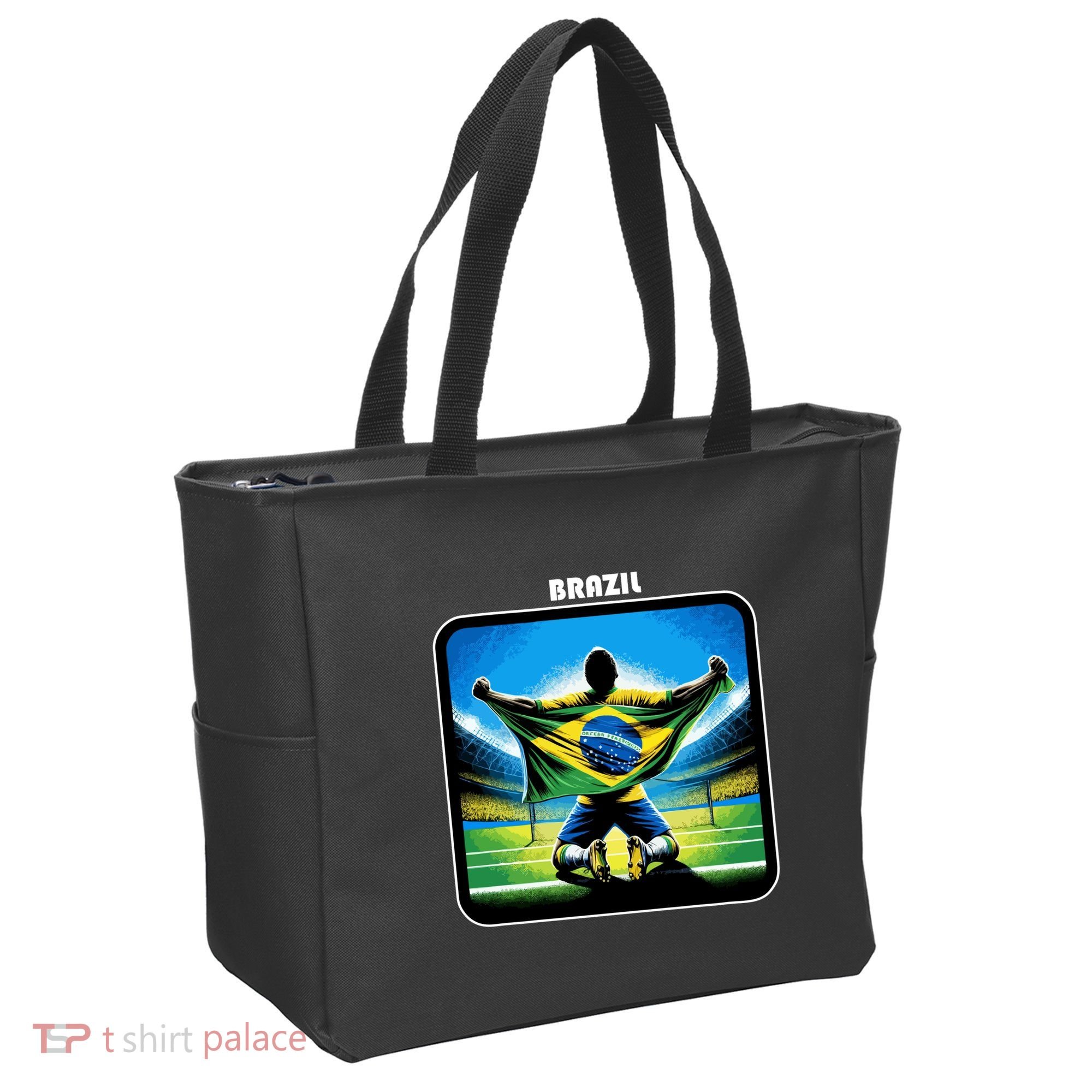 Cool Brazil National Soccer Team With Flag Tote Bag