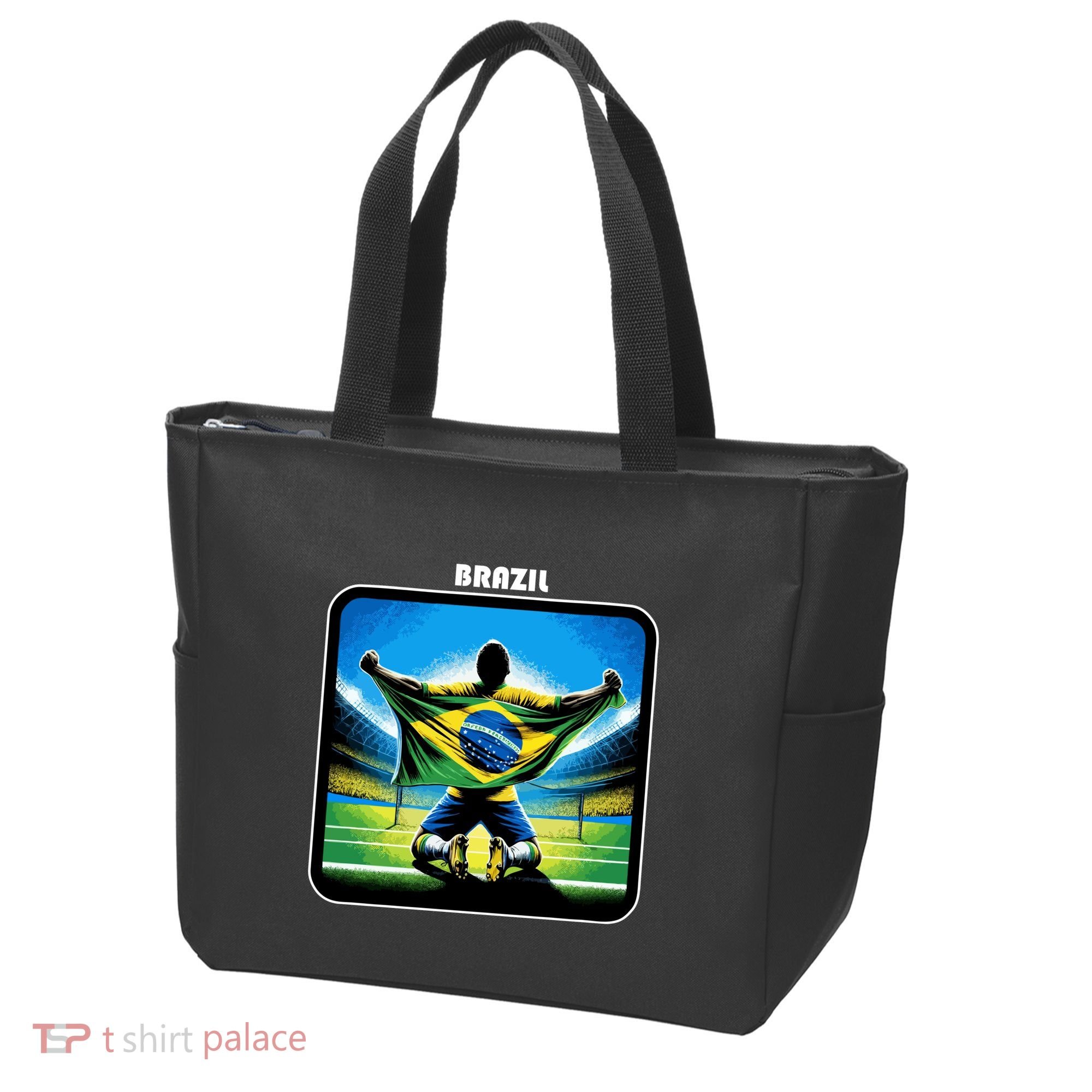 Cool Brazil National Soccer Team With Flag Tote Bag