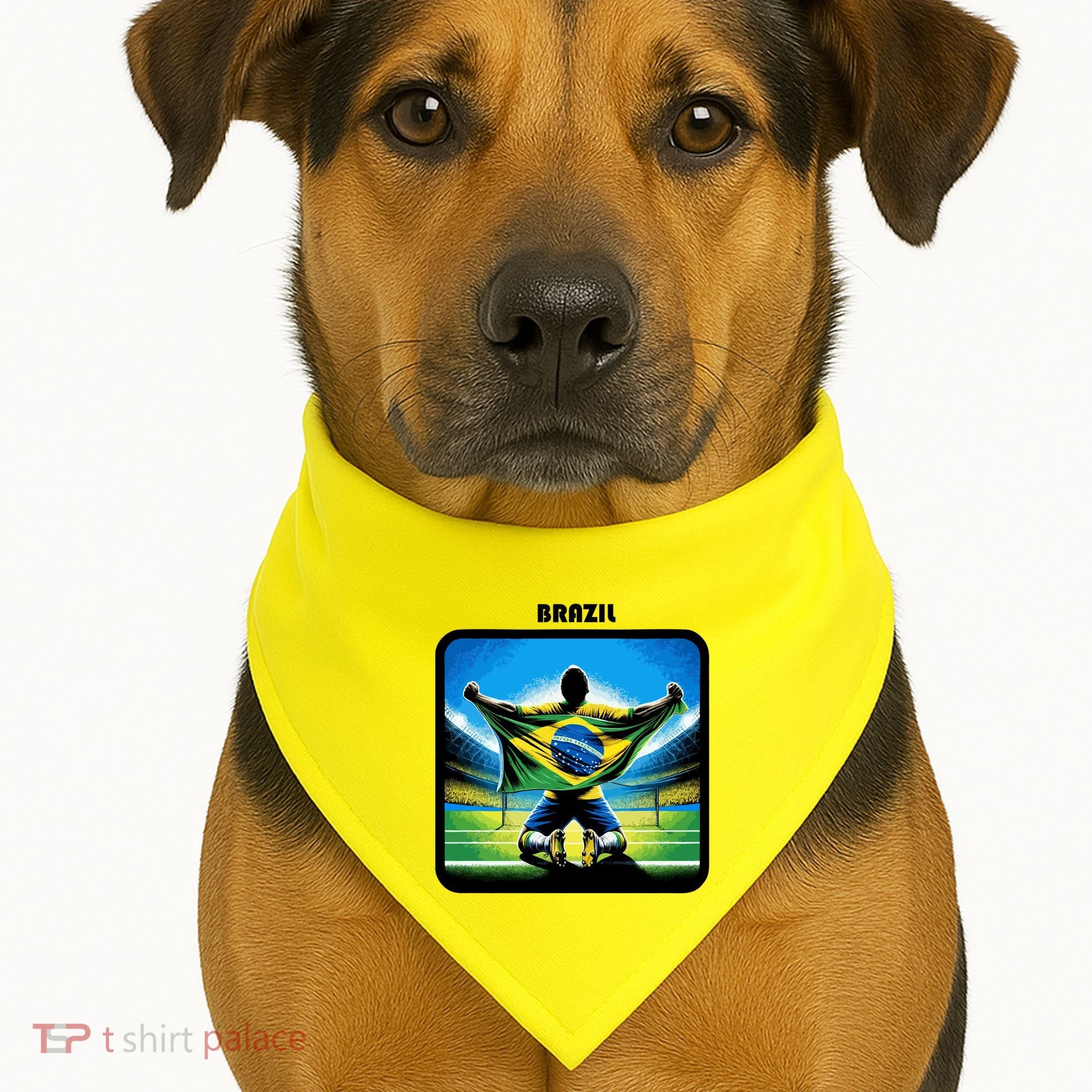 Cool Brazil National Soccer Team With Flag USA-Made Doggie Bandana