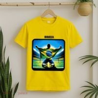 Cool Brazil National Soccer Team With Flag T-Shirt thumb 2