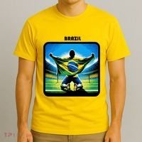 Cool Brazil National Soccer Team With Flag T-Shirt thumb 3