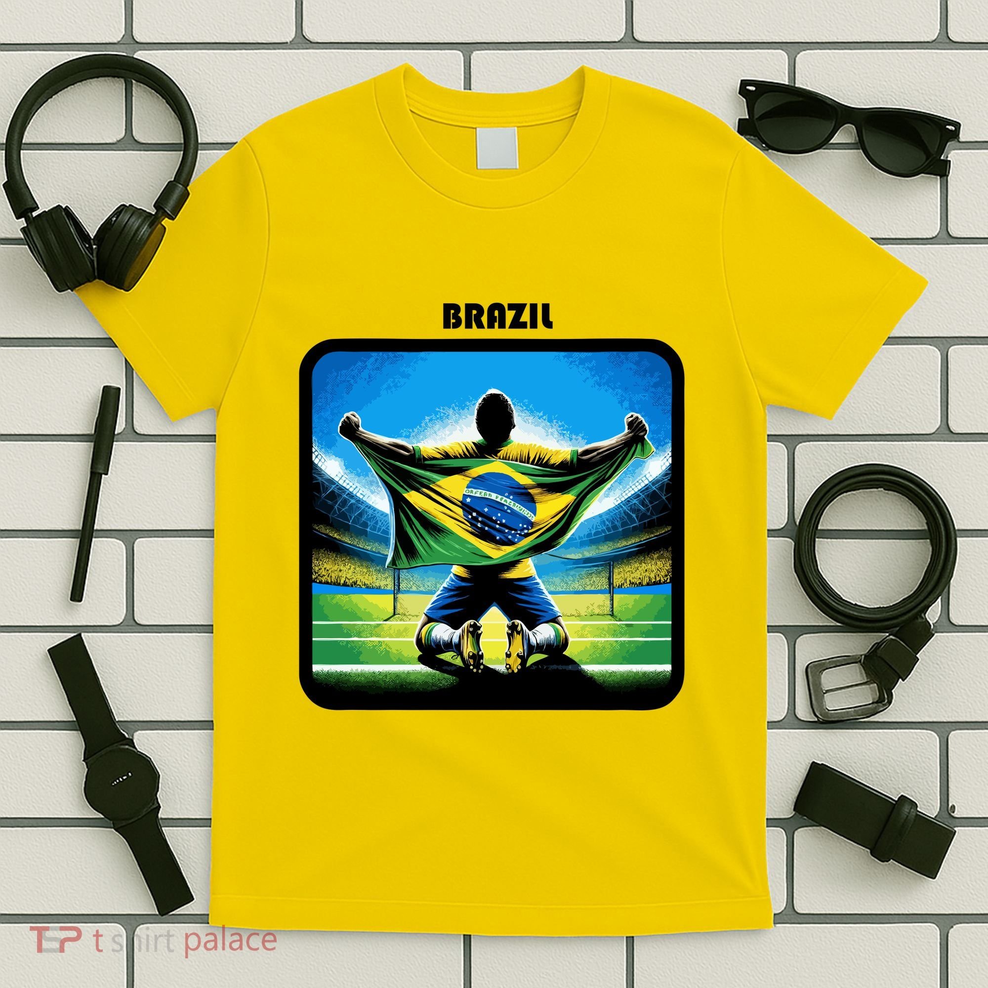 Cool Brazil National Soccer Team With Flag T-Shirt