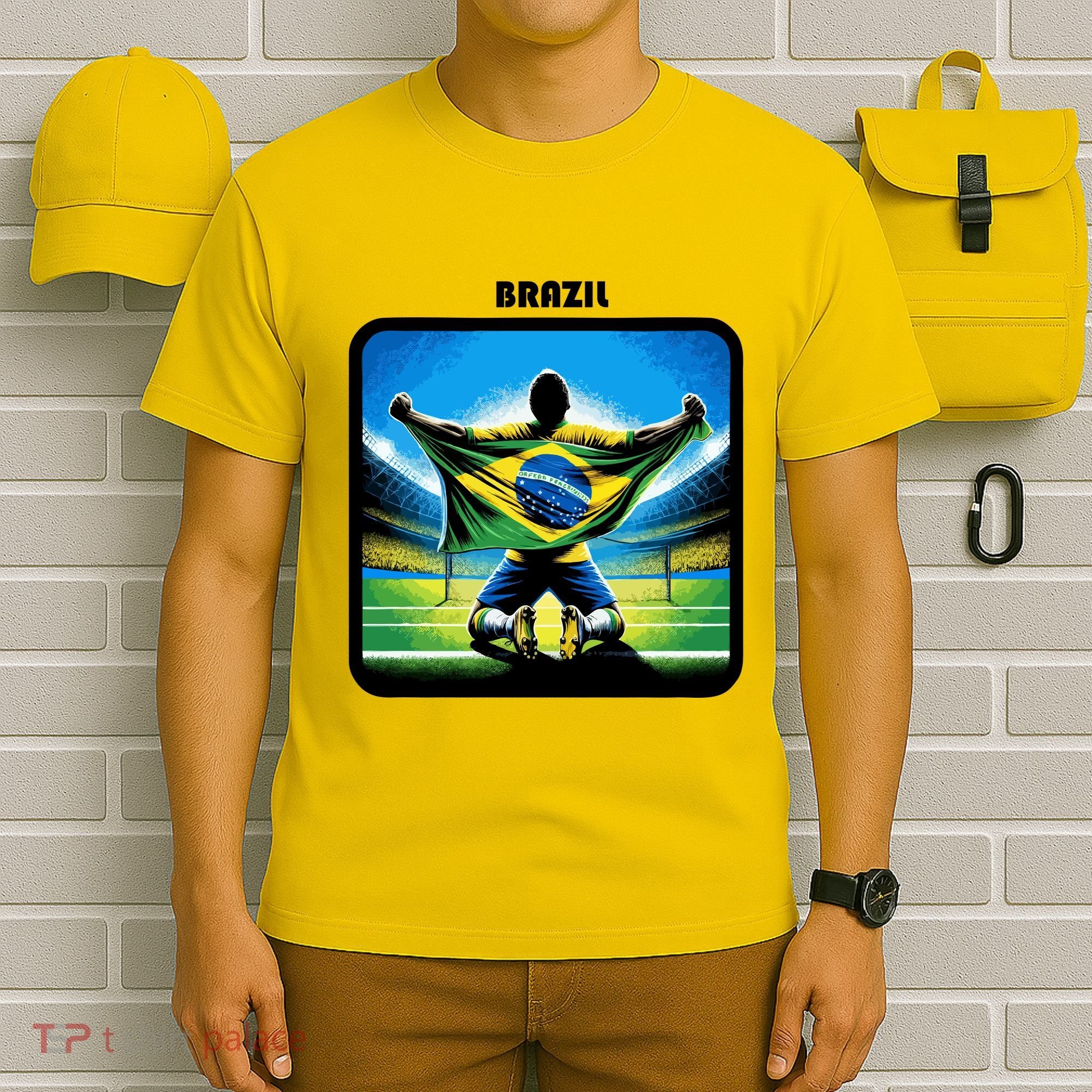 Cool Brazil National Soccer Team With Flag T-Shirt