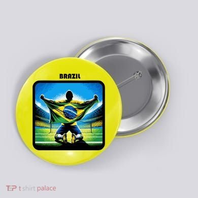 Cool Brazil National Soccer Team With Flag Button