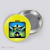 Cool Brazil National Soccer Team With Flag Button thumb 0