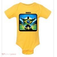 Cool Brazil National Soccer Team With Flag Baby Bodysuit thumb 0