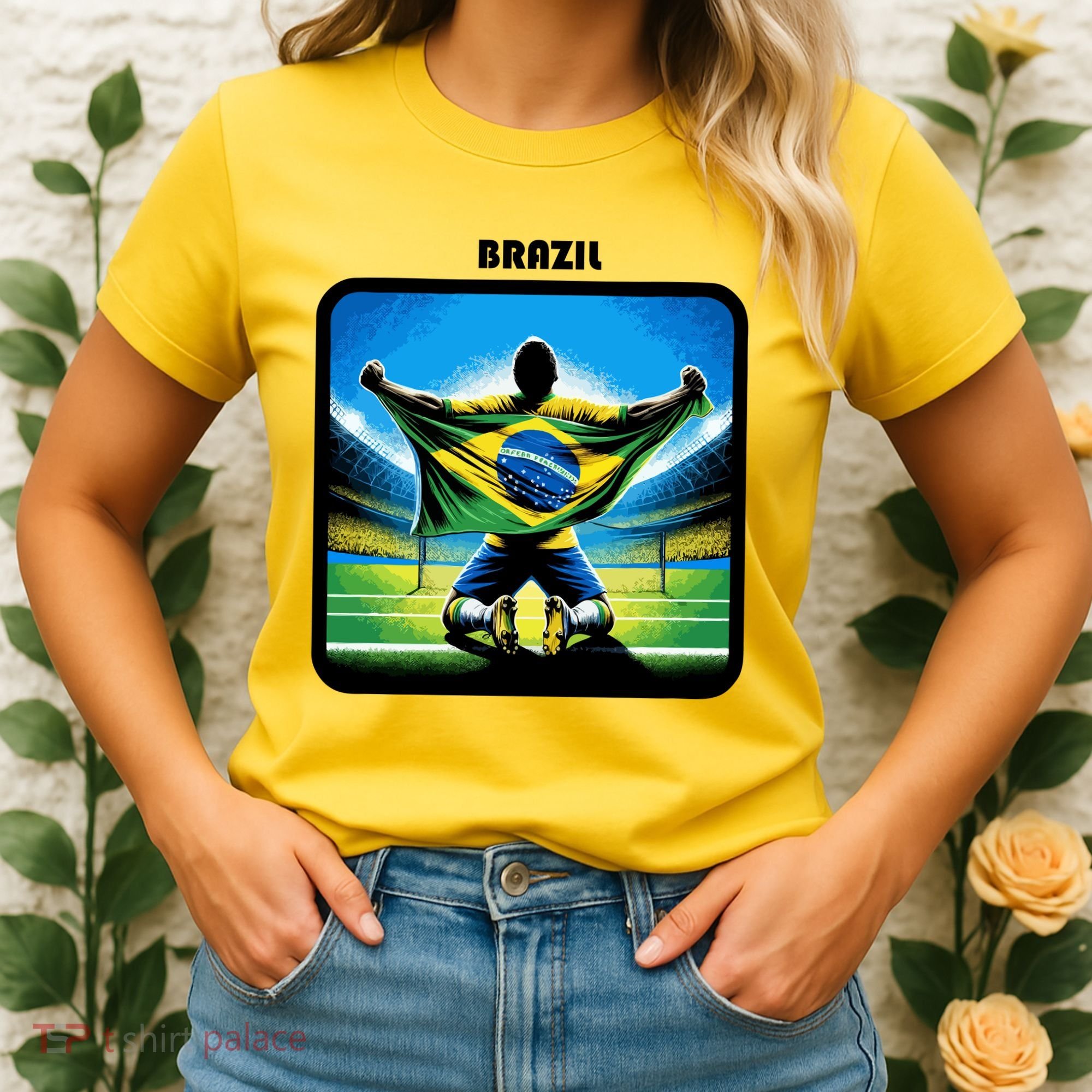 Cool Brazil National Soccer Team With Flag Women's T-Shirt
