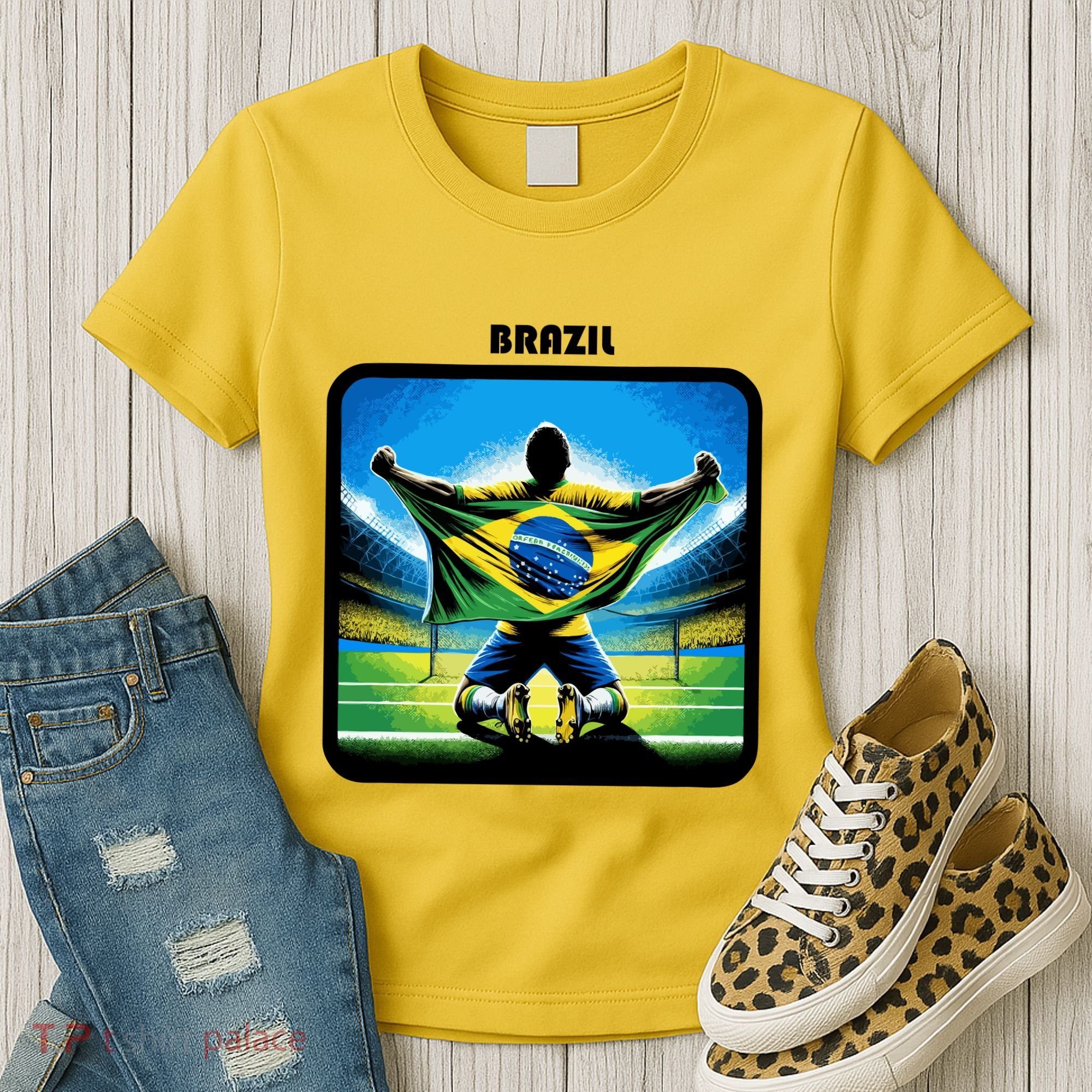 Cool Brazil National Soccer Team With Flag Women's T-Shirt