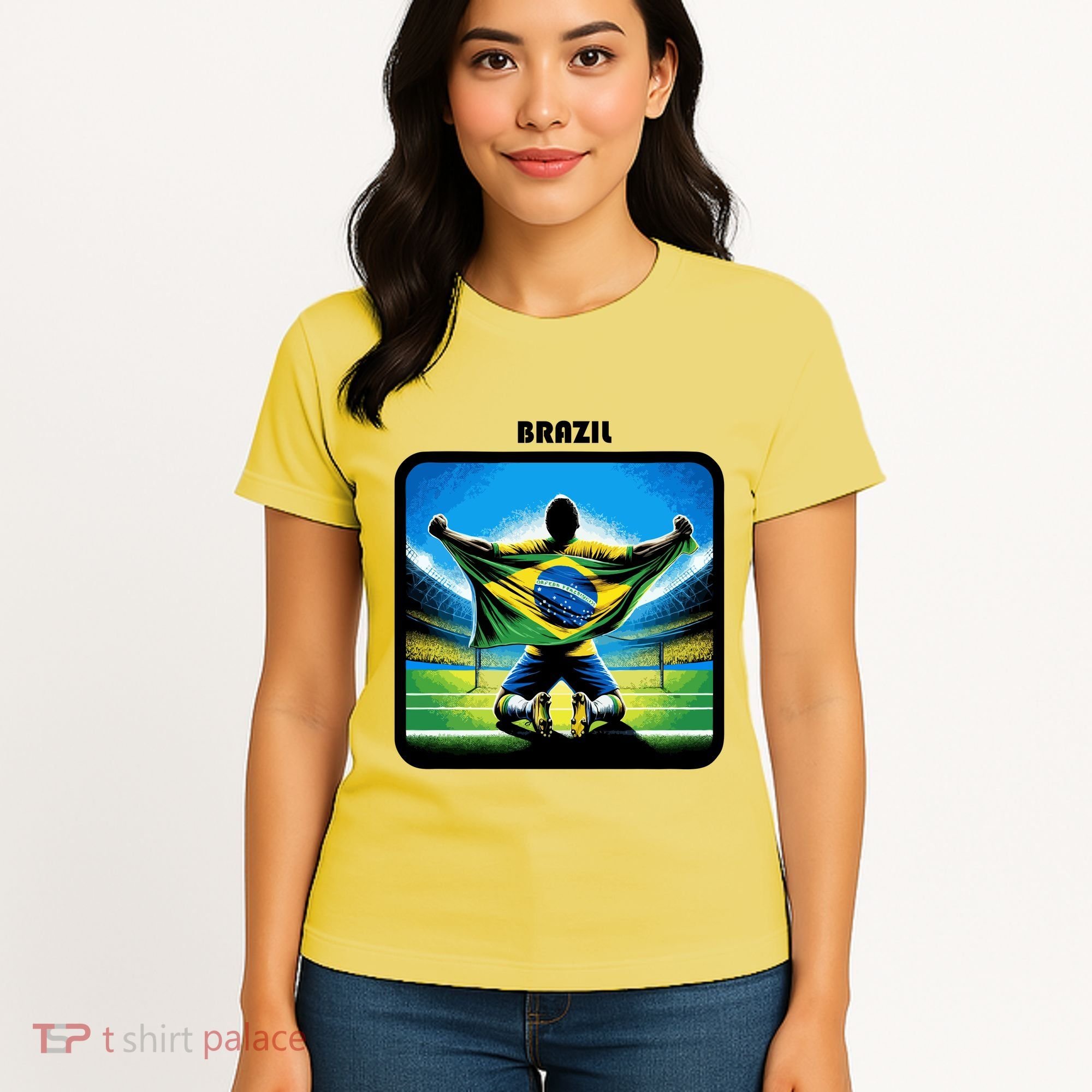 Cool Brazil National Soccer Team With Flag Women's T-Shirt