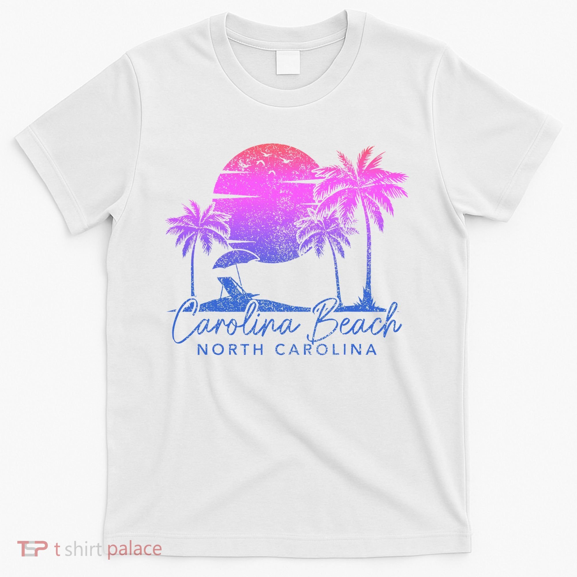 Carolina Beach North Carolina Vintage Sunset Surfer Retro T-Shirt