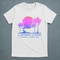 Carolina Beach North Carolina Vintage Sunset Surfer Retro T-Shirt thumb 5