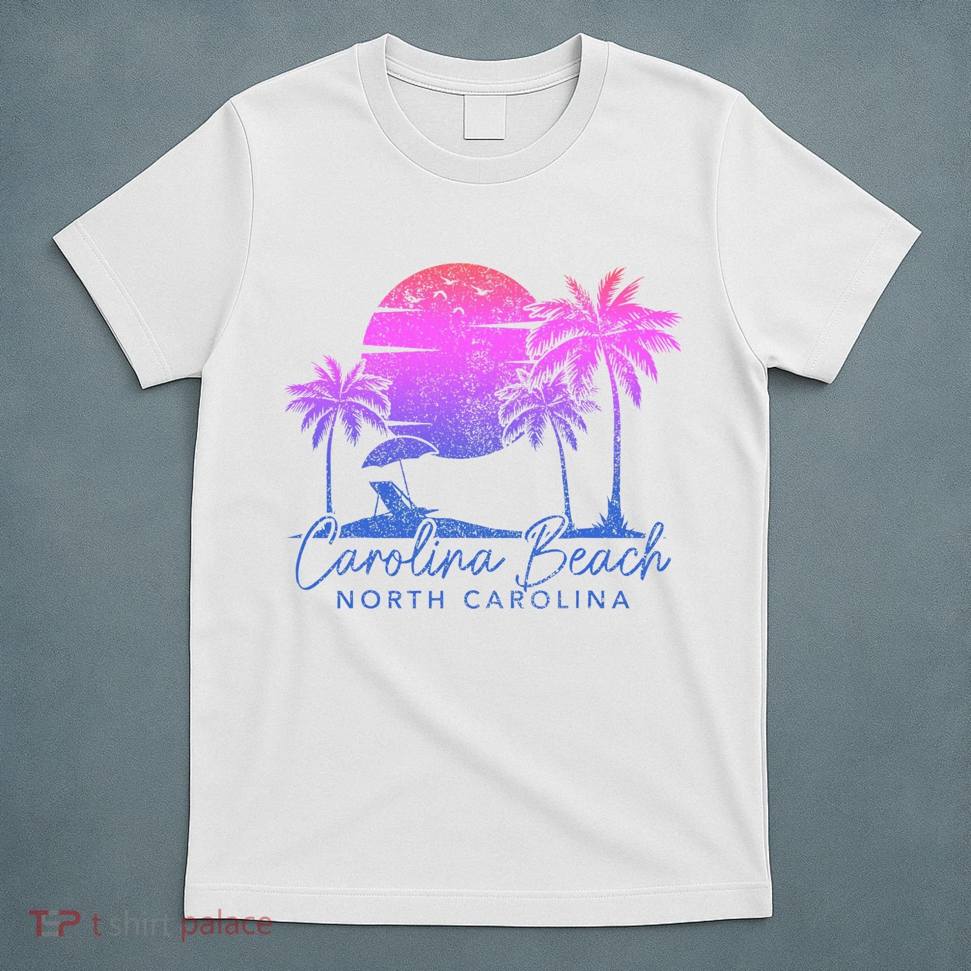 Carolina Beach North Carolina Vintage Sunset Surfer Retro T-Shirt