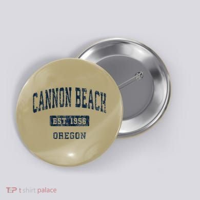 Cannon Beach Oregon Or Vintage Established Button