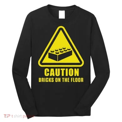 Caution Bricks On Floor Building Blocks Master Builder Long Sleeve Shirt