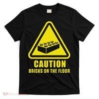 Caution Bricks On Floor Building Blocks Master Builder T-Shirt thumb 0