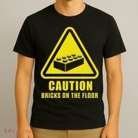 Caution Bricks On Floor Building Blocks Master Builder T-Shirt thumb 3