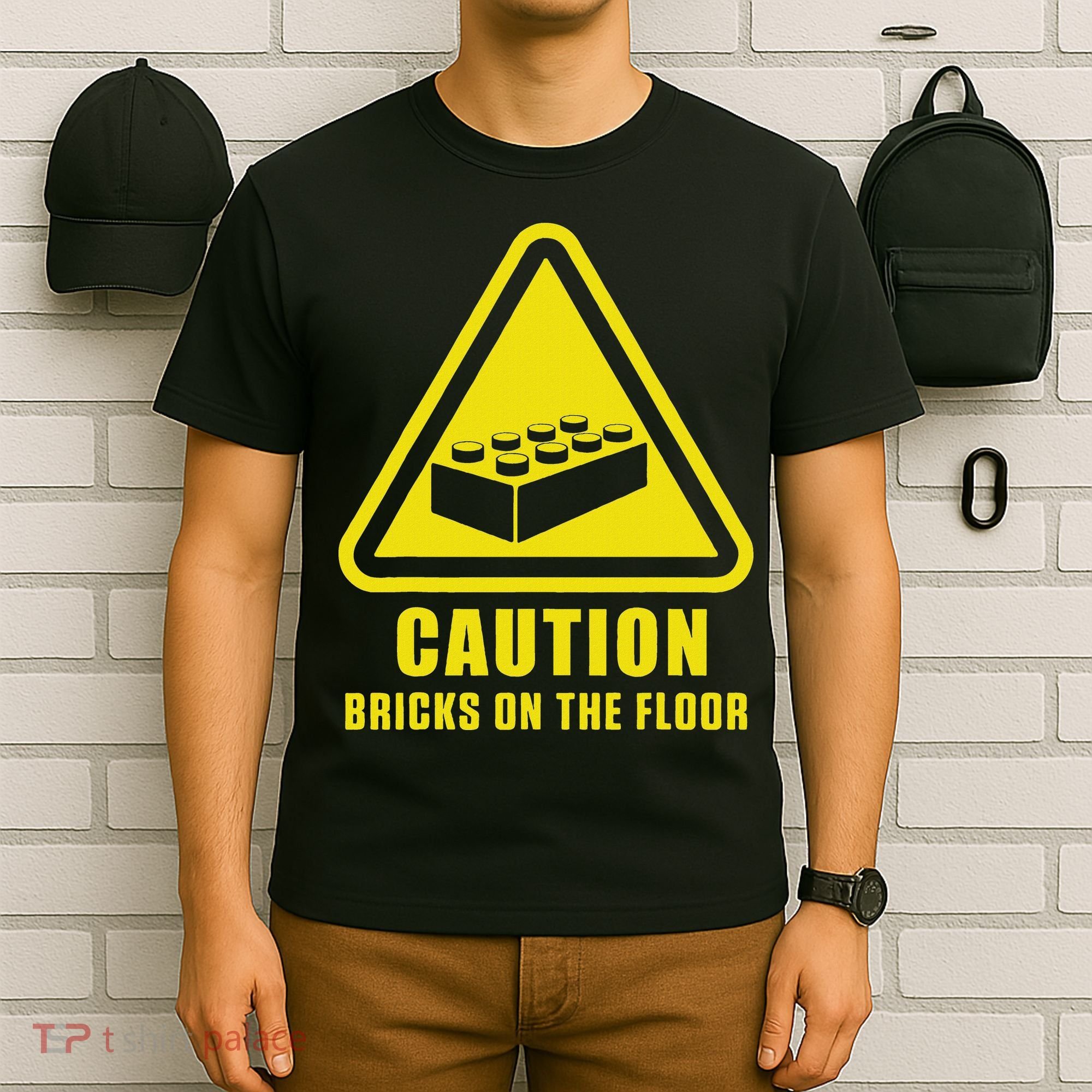 Caution Bricks On Floor Building Blocks Master Builder T-Shirt