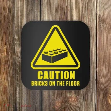 Caution Bricks On Floor Building Blocks Master Builder Coaster