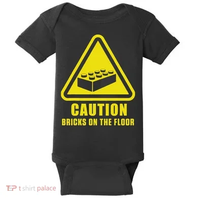 Caution Bricks On Floor Building Blocks Master Builder Baby Bodysuit