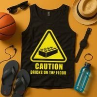 Caution Bricks On Floor Building Blocks Master Builder Tank Top thumb 4