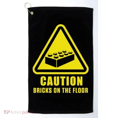 Caution Bricks On Floor Building Blocks Master Builder Golf Towel