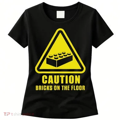 Caution Bricks On Floor Building Blocks Master Builder Women's T-Shirt